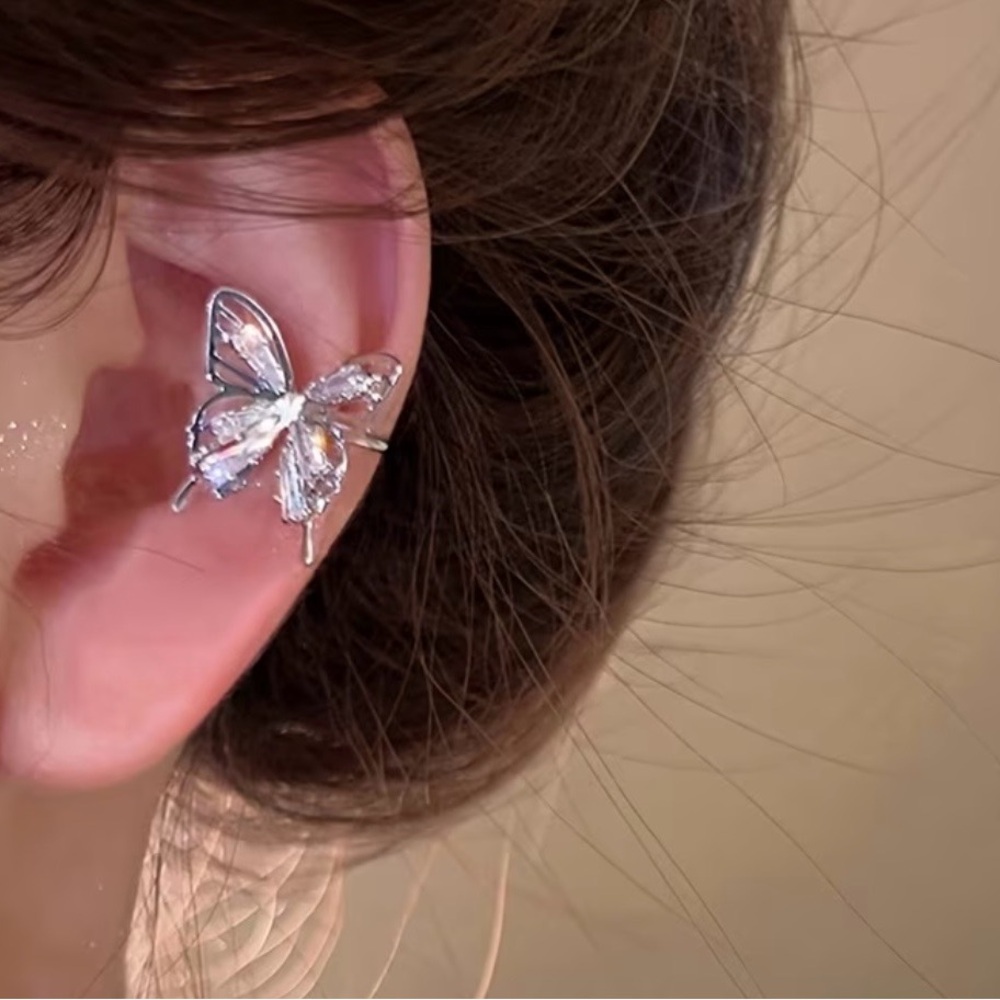 Silver Butterfly Ear Cuff